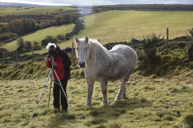 The man behind the camera with Callum my Highland pony directing!