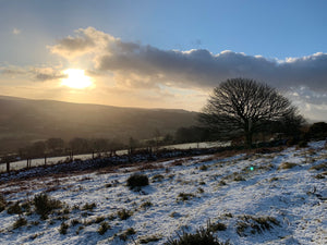 Sunrise over Dartmoor snowscape